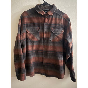 Men's KÜHL Lightweight Shirt Jacket L Brown Gray Striped